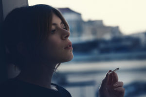 woman smoking joint