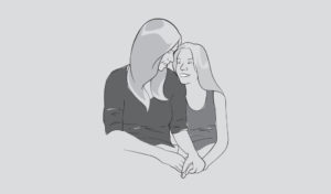 illustration of adult woman with youth woman